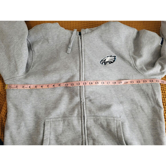 Philadelphia Eagles Reversible Green Grey Windbreaker Patch Logo Hoodie L/XL - Picture 2 of 6